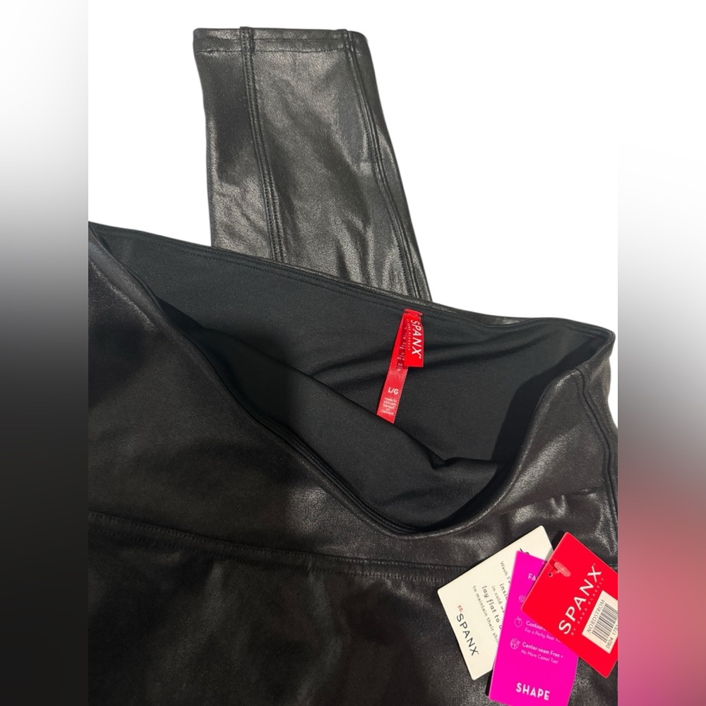 SPANX 
Moto Faux Leather  Shiny Leggings - Large Tummy Control - Picture 5 of 9
